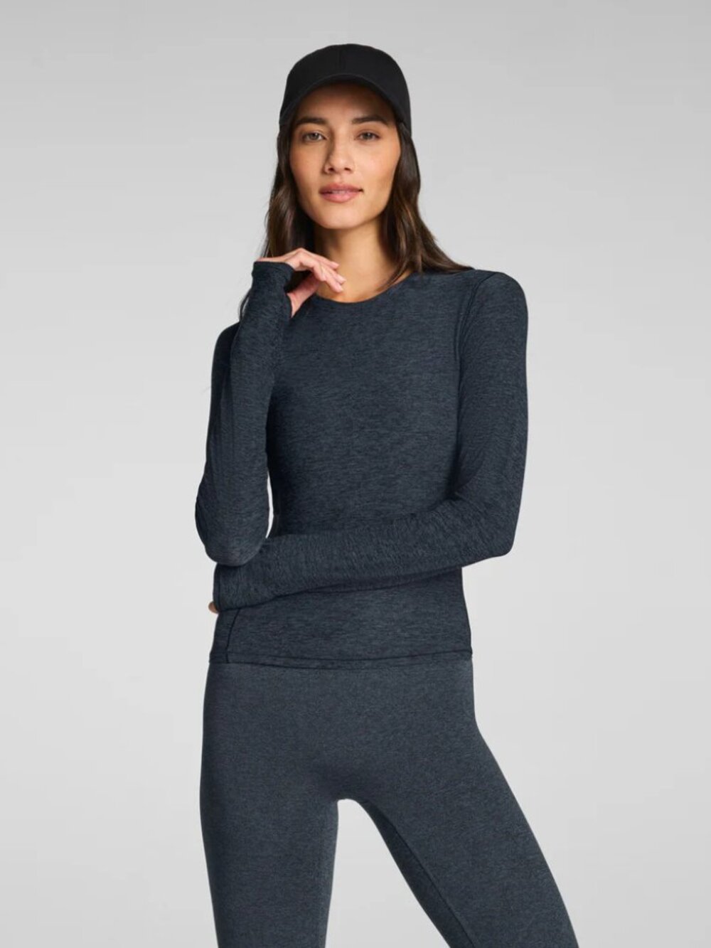 NWT SPANX SoftStretch Contour Mockneck Long Sleeve Top Black/Light Black M